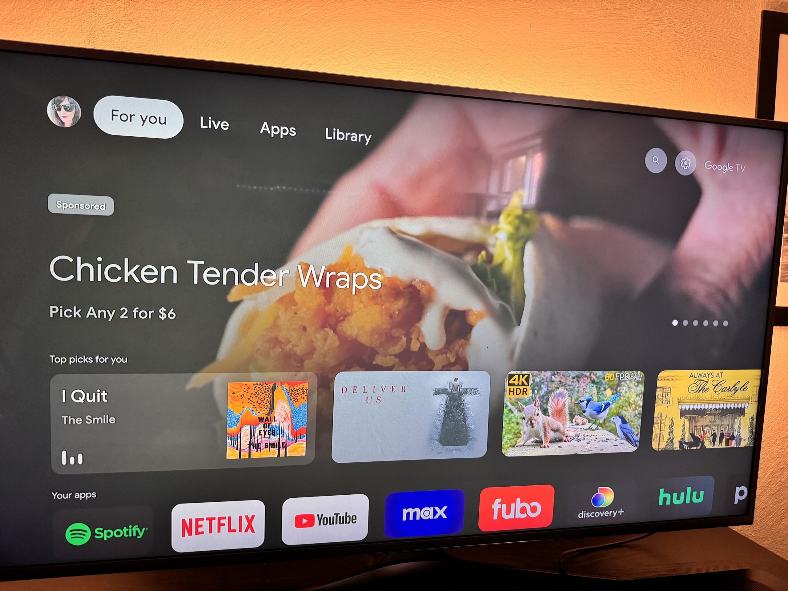 Google TV is now hitting users with a food ad the size of their entire screen